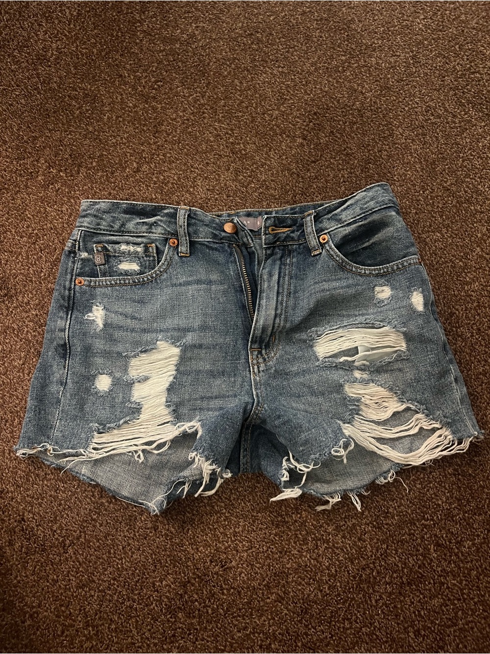 Just USA Distressed Blue High-Rise Denim Shorts